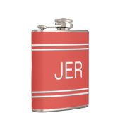 Drieletterige Initialen Monogrammed Drink Red Heupfles (Rechts)