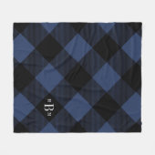 Drieletterige Monogram Blauwe Buffelcontrole Fleece Deken (Voorkant (Horizontaal))