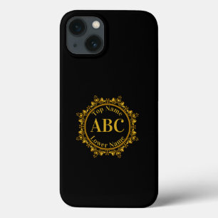 Drieletterige monogram en naam in Gold Circle Lijs Case-Mate iPhone Case