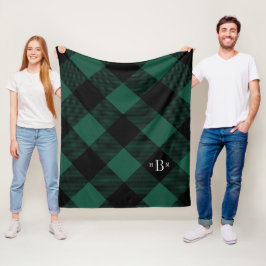 Drieletterige Monogram groene buffelcheque Fleece Deken