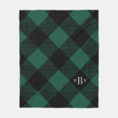 Drieletterige Monogram groene buffelcheque Fleece Deken (Voorkant)