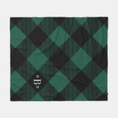 Drieletterige Monogram groene buffelcheque Fleece Deken (Voorkant (Horizontaal))