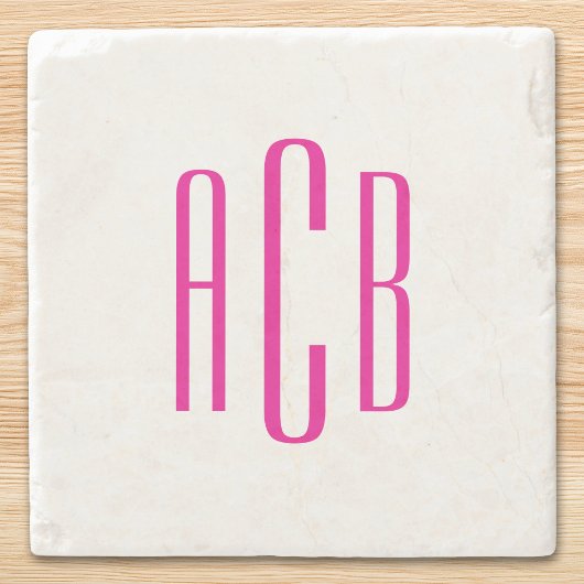 Drieletterige monogram in hete roze stenen onderzetter