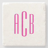 Drieletterige monogram in hete roze stenen onderzetter (Voorkant)