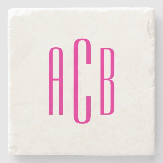 Drieletterige monogram in hete roze stenen onderzetter (Voorkant)