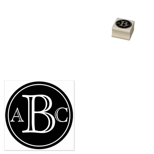 Drieletterige monogram verzegeling rubberstempel (Gestempeld)