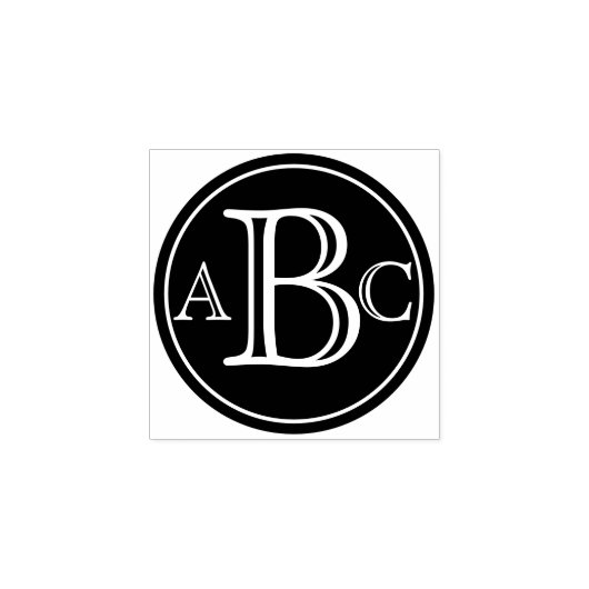 Drieletterige monogram verzegeling rubberstempel (Afrduk)