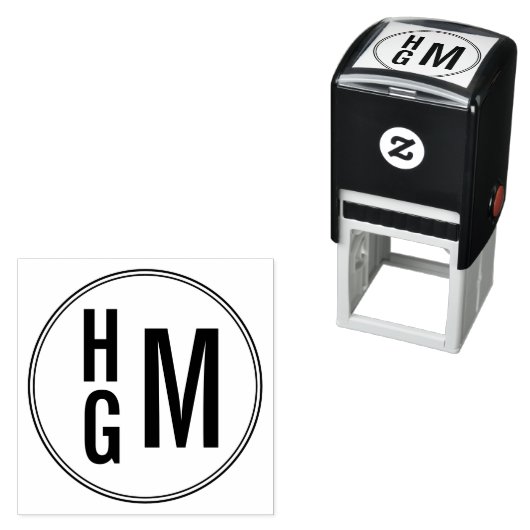 Drieletterige monogram zelfinkend stempel (In situ)