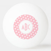 Drieletterige roze en witte poka Dots Monogram Pingpongbal (Voorkant)