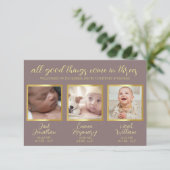 Drieling baby's geboorteaankondiging welkom Kaart (Staand voorkant)