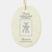 Drieling Doop op Gele 3 Kruizen Gepersonaliseerd Keramisch Ornament (Achterkant)