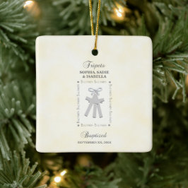 Drieling Doop op Gele 3 Kruizen Gepersonaliseerd Keramisch Ornament