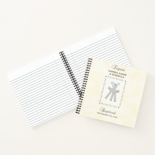 Drieling Doop op Gele 3 Kruizen Gepersonaliseerd Notitieboek (Binnen)