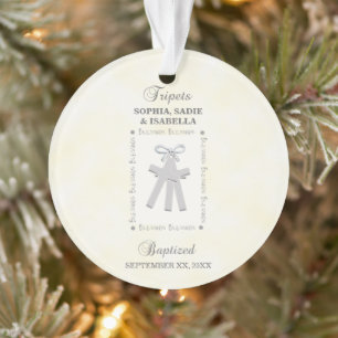 Drieling Doop op Gele 3 Kruizen Gepersonaliseerd Ornament
