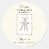 Drieling Doop op Gele 3 Kruizen Gepersonaliseerd Ronde Sticker (Voorkant)