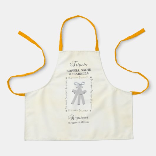 Drieling Doop op Gele 3 Kruizen Gepersonaliseerd Schort (Voorkant)