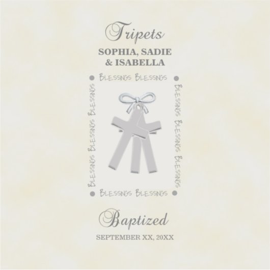 Drieling Doop op Gele 3 Kruizen Gepersonaliseerd Sticker (Voorkant)