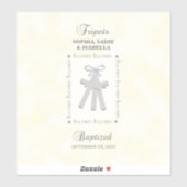 Drieling Doop op Gele 3 Kruizen Gepersonaliseerd Sticker (Vel)