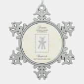 Drieling Doop op Gele 3 Kruizen Gepersonaliseerd Tin Sneeuwvlok Ornament (Voorkant)