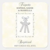 Drieling Doop op Gele 3 Kruizen Gepersonaliseerd Vierkante Sticker (Voorkant)