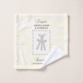 Drieling Doop op Gele 3 Kruizen Gepersonaliseerd Washandje