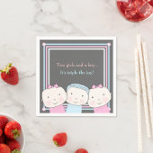 Drieling Meisje Jongen Roze Blauw Baby Joy Napkin Servetten (Insitu)