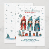 Drieling Meisjes Kerstfeest Kaart (Voorkant / Achterkant)
