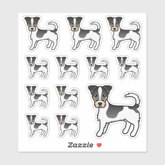 Drieling ruwharige Jack Russell Terrier honden Sticker (Vel)