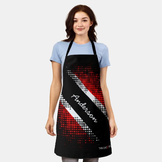 Drieluid en Tobago Dot Pattern Flag Centraal Name Schort (Gedragen)