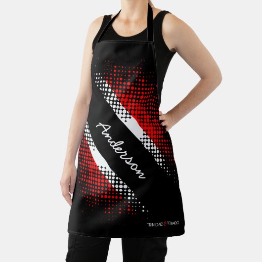 Drieluid en Tobago Dot Pattern Flag Centraal Name Schort (Insitu)