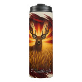 Drieluik herten Amerikaanse vlag Boerderij Thermosbeker (Voorkant)