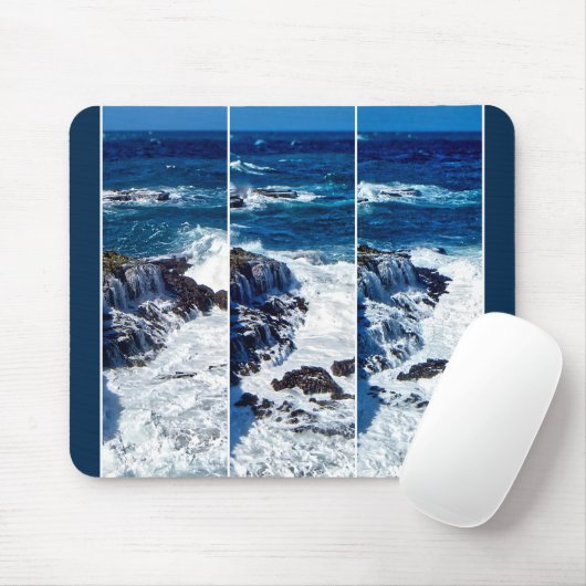 Drieluik van crashende golven op Rocks Muismat (Met muis)