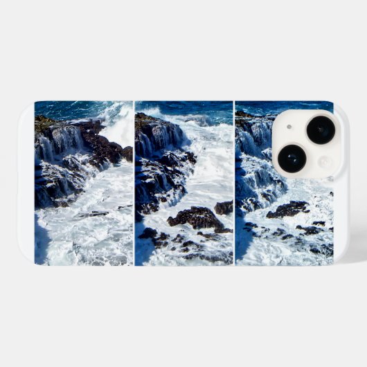 Drieluik van crashende golven op Rocks Phone Case (Achterkant (horizontaal))