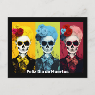 Drieluik van Dia de Muertos Calavera Catrina Briefkaart