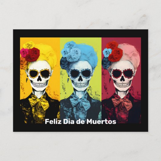 Drieluik van Dia de Muertos Calavera Catrina Briefkaart (Voorkant)