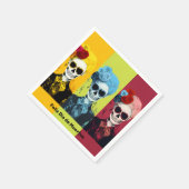 Drieluik van Dia de Muertos Calavera Catrina Servet (Hoek)