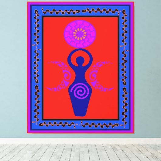 Driemaal Godin Maanfase Canvas Print (Insitu (Houten vloer))