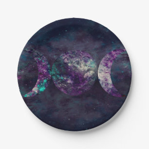 Driemaal Maan Godin Luna Universum Feest Papieren Bordje