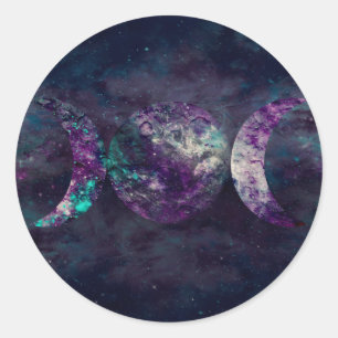 Driemaal Maan Godin Luna Universum Feest Ronde Sticker