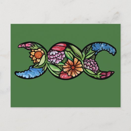 Driemaal Maan Godin Symbool Bloem Briefkaart (Voorkant)