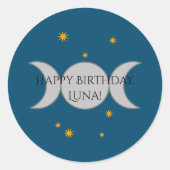 Driemaal Maan Ronde Sticker (Voorkant)