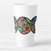 Driemaal Maansymbool Bloei Latte Mok (Voorkant)