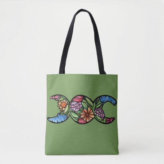 Driemaal Maansymbool Bloei Tote Bag (Voorkant)