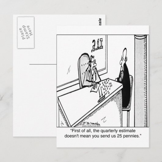 Driemaandelijkse belastingen betekenen niet dat 25 briefkaart (Voorkant / Achterkant)