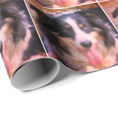 Driemaandelijkse gekleurde rand Collie Dog Persoon Cadeaupapier (Rol Hoek)
