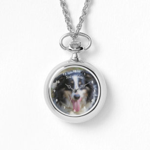 Driemaandelijkse gekleurde rand Collie Dog Persoon Horloge