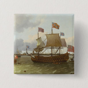 Driemaands 'Britannia' in Rotterdam, 1698 Vierkante Button 5,1 Cm