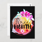 Driemaands oud Baby-steenetiket Briefkaart (Voorkant / Achterkant)