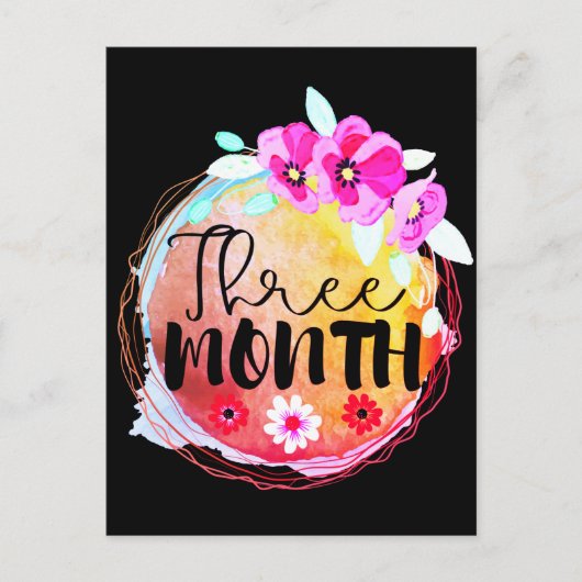 Driemaands oud Baby-steenetiket Briefkaart (Voorkant)