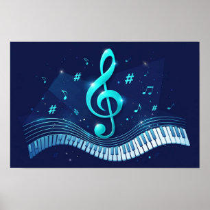 Driemaandstreepgolf en pianotoetsen poster
